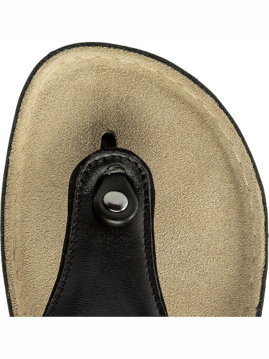 Mila Leather Women's Flat Sandals Anatomic in Black Color