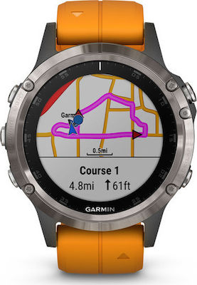 garmin fenix 5 plus sapphire titanium bezel orange rubber strap
