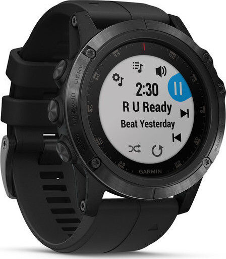 Garmin Fenix 5 Plus Stainless Steel 51mm Αδιάβροχο Smartwatch με Παλμογράφο (Μαύρο)