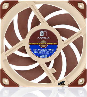 Noctua NF-A12x25 Case Fan 120mm (2000rpm / 60cfm) Χωρίς Led Φωτισμό και Σύνδεση 4-Pin PWM Καφέ