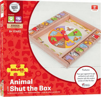 Big Jigs Animal Shut The Box Joc Educațional de Cunoștințe din Lemn pentru 3+ ani Ani