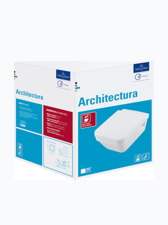 Villeroy & Boch Architectura Wandhängende Toilette Randlos mit Deckel Sanftes Schließen Villeroy & Boch Architectura Wandhängende Toilette Randlos mit Deckel Sanftes Schließen