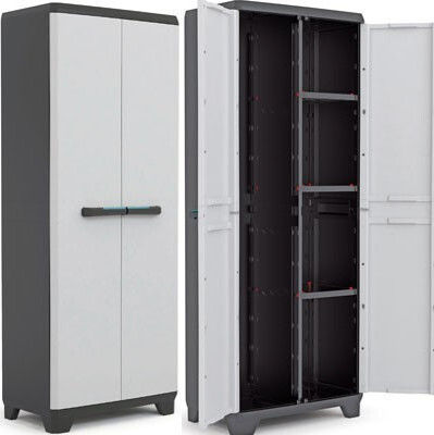 Double Door Wardrobe Linear Utility Plastic with Divider & 3 Shelves With Partition 68x39x173cm