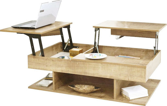 Rectangular Masă de cafea Linda Din lemn cu Servitor Natural L116.5xW70xH40cm.