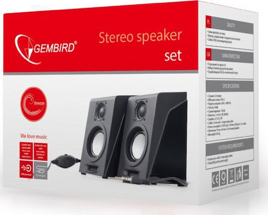 Gembird SPK-DU-03 Ηχεία Υπολογιστή 2.0 με Ισχύ 6W Μαύρα