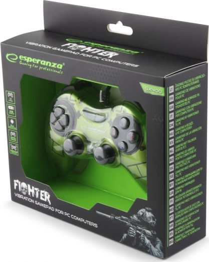Esperanza Fighter Verkabelt Gamepad für PC Green