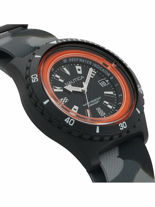 Nautica Ανδρικό Ρολόι 46mm Μπαταρίας με Γκρι Καουτσούκ Λουράκι