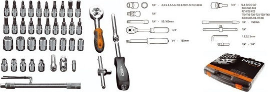 Neo Tools Καστάνια με Καρυδάκια 1\4" 46τμχ