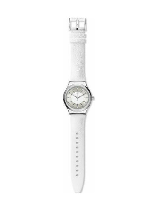 Swatch Sistem Inside Watch Automatic with White Leather Strap