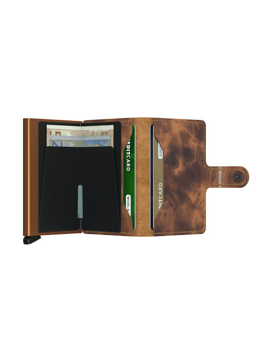 Secrid Miniwallet Vintage Men's Leather Card Wallet with RFID και Slide Mechanism Tabac Brown