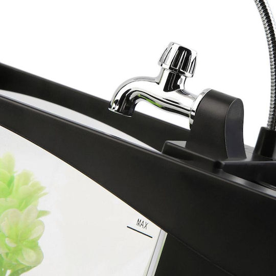 Molybothiki mit Rolio Aquarien Fisch Kapazität 1.3lt mit Beleuchtung Zirkulator 24x10x14.5cm Schwarz