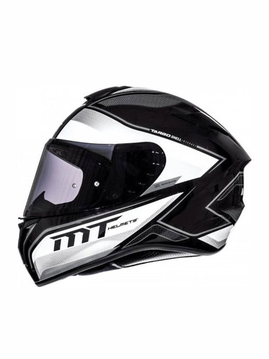 MT Targo Interact Full Face Helmet ECE 22.05 / DOT 1450gr A8 Gloss Pearl Grey