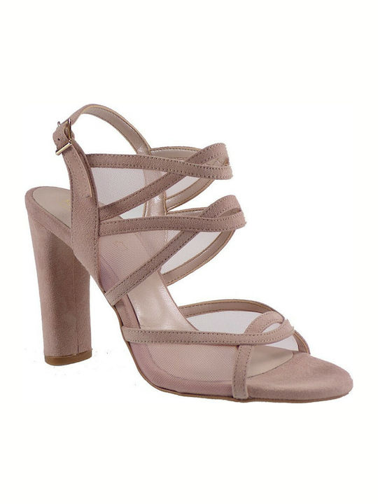 Fardoulis Suede Women's Sandals Transparent 17094 Pink