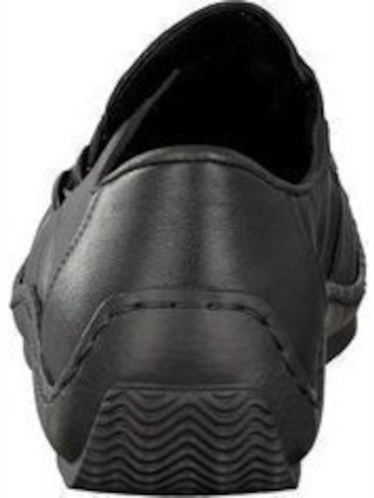 Leder Damen Mokassins in Schwarz Farbe