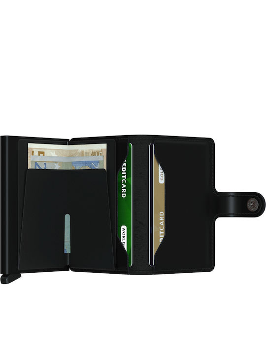 Miniwallet Matte Portofel bărbătesc Carduri cu RFID și mecanism Slide Total negru