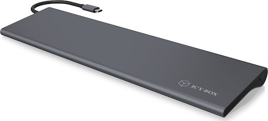 Icy Box USB-C Docking Station με HDMI/DisplayPort 4K PD Ethernet και σύνδεση 2 Οθονών Μαύρο (IB-DK2102-C)