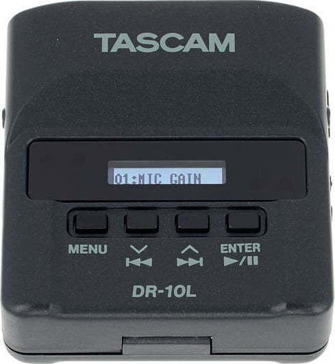 Tascam DR-10 L Monocanal Reportofon Digital Portabil Pe Baterie pentru Înregistrare pe Card de Memorie cu Durată de Înregistrare 10 Ore și Alimentare USB Negru