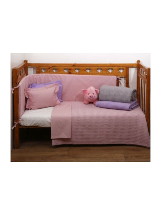 Anna Riska Blanket Cot Michelle Waffle Pink 115x155cm 417170