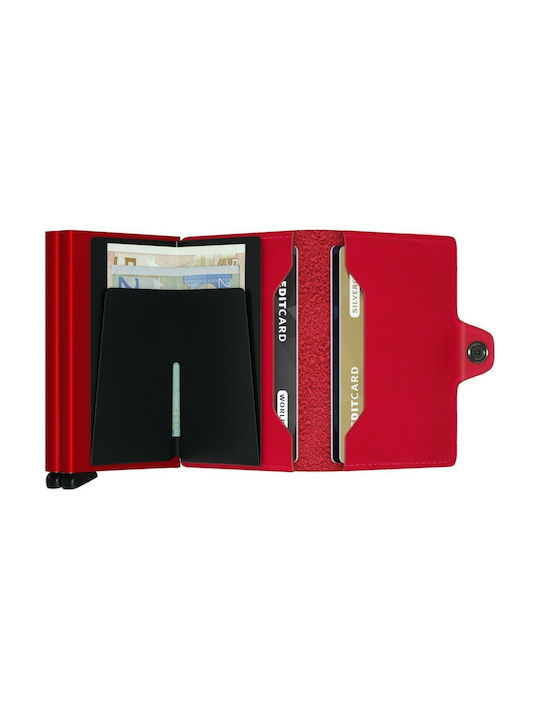 Secrid Twinwallet Original Men's Leather Card Wallet with RFID και Slide Mechanism Red