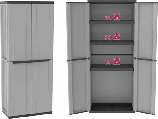 Double-Leaf Cabinet JLine 268 Plastic with 3 Shelves 268 68x37.5x163.5 cm