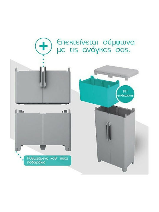 Double-Leaf Transforming Cabinet Made of Polypropylene with 3 Shelves 78x43.6x185 cm