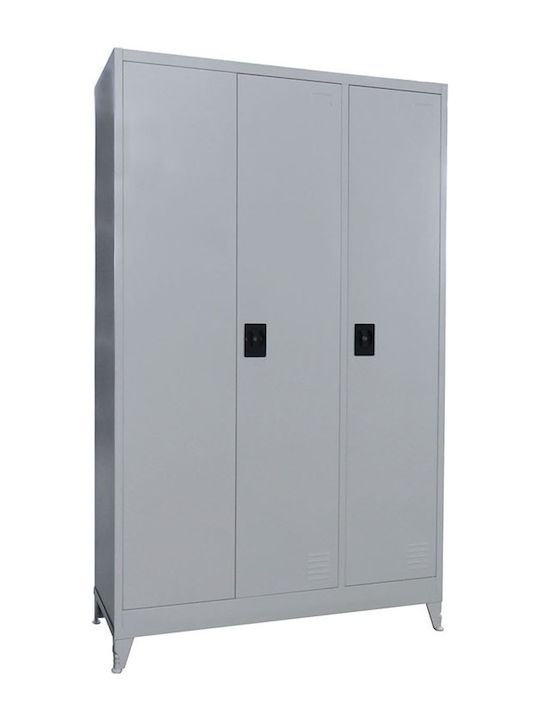 Dreiblättriger Metallischer Galsanizierter Außenschrank mit Verriegelungsfunktion mit Trennwand & 5 Regale 115x45x191cm
