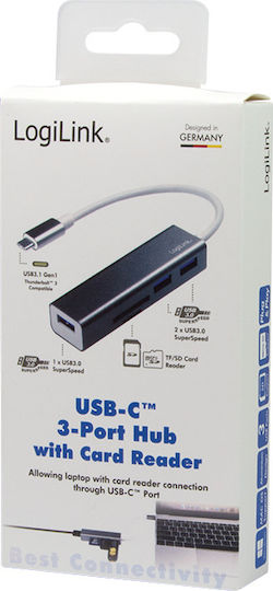 LogiLink Hub 3 Θυρών USB 3.0 με σύνδεση USB-C