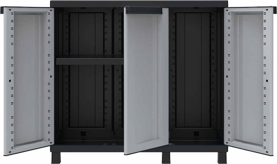 Dreiflügeliger Schrank Twist Kunststoff mit Trennwand & 1 Regal 102B Black 102x39x91.5cm
