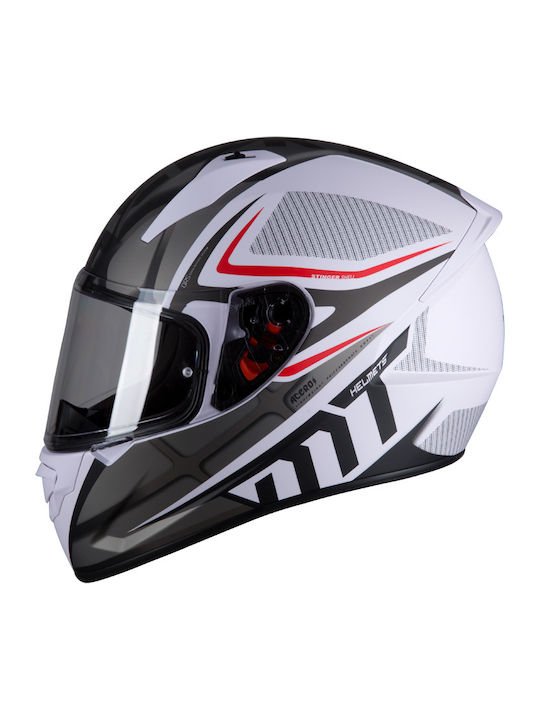 MT Stinger Acero Full Face Helmet ECE 22.05 1450gr Mat White/Grey