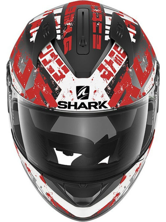 Shark Ridill Kengal Full Face Helmet with Sun Visor Matt Black/White/Red HE0513EKWR