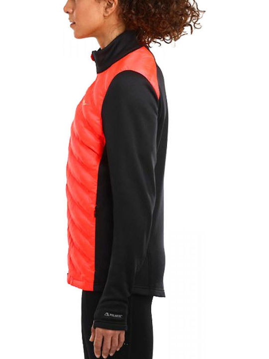 Bonded Baffle Hybrid Women's Running Short Sports Jacket for Spring or Autumn Black