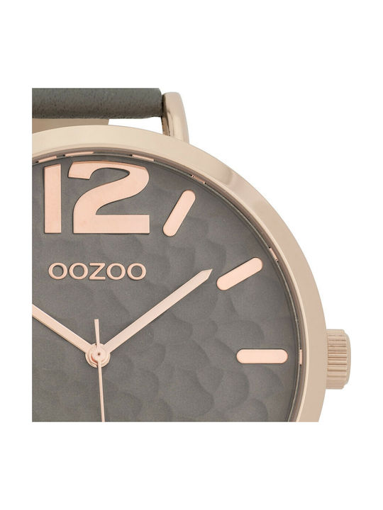 Oozoo Timepieces XL Watch with Gray Leather Strap