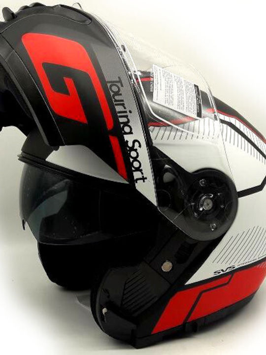 Faseed FS-907 GT Flip-Up Helmet with Sun Visor ECE 22.05 Black/Red PAT-907-GT-RD