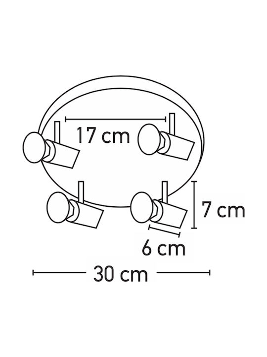 Inlight 9075-4 Spot with 4 Lights and with Socket GU10 in Bronze Color 9075-4Φ-Οξυντέ