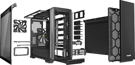 Be Quiet Silent Base 601 Window Gaming Midi Tower Κουτί Υπολογιστή Ασημί