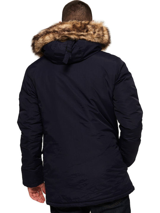 Superdry Everest Herren Winter Jacke Parka Marineblau