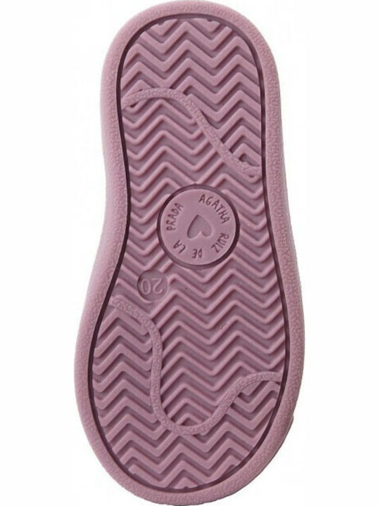 Leather Kids Boots with Zipper Pink