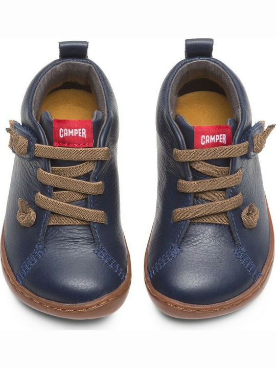 Peu Kids Leather Anatomic Boots with Lace Navy Blue