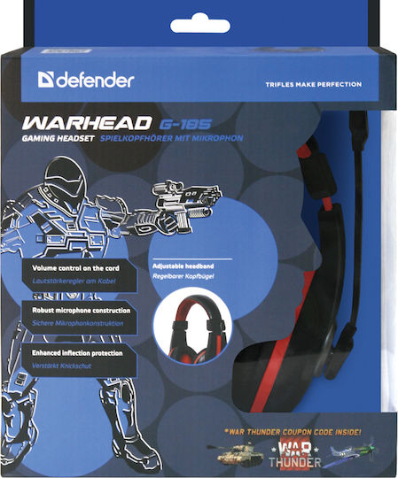 Defender Warhead G-185 На ушите Геймърски слушалки с връзка 2x3,5 мм Черен