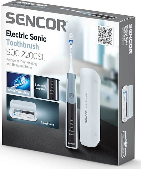 Sencor SOC 2200SL Elektrische Zahnbürste mit Timer und Reisetasche Grau