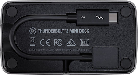Elgato Thunderbolt 3 Mini Dock Thunderbolt 3 Докинг станция с HDMI/DisplayPort 4K Ethernet Сребрист