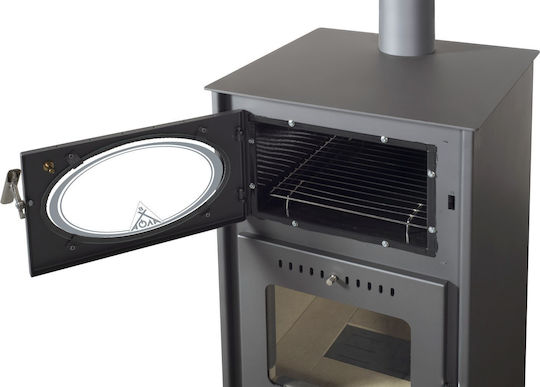 Alfatherm Μεταλλική Ξυλόσομπα με Φούρνο 11kW Μαύρη