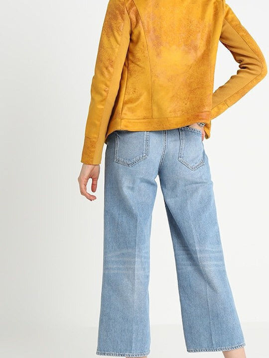 Merlin Γυναικείο Suede Biker Jacket Κίτρινο