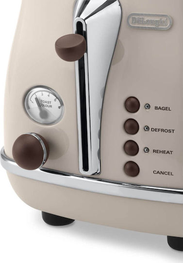 De'Longhi Icona Vinta Toaster 2 Slots 900W Beige