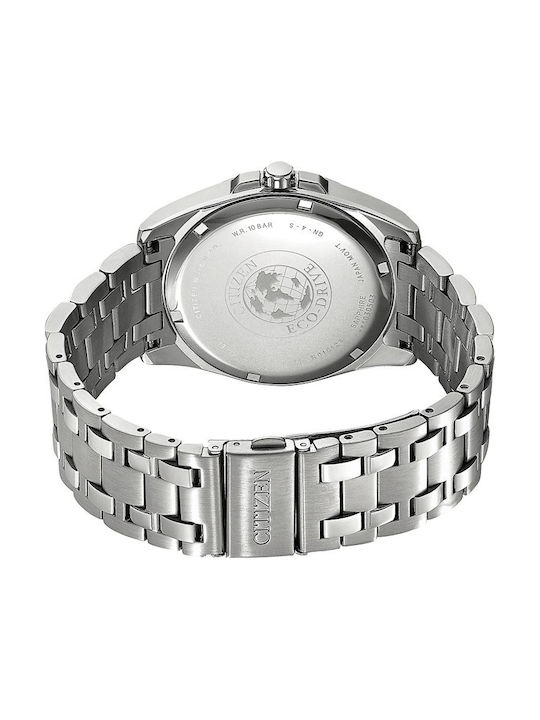 Citizen Platform Eco-Drive Three Hands 41mm Watch Eco - Drive with Silver Metal Bracelet