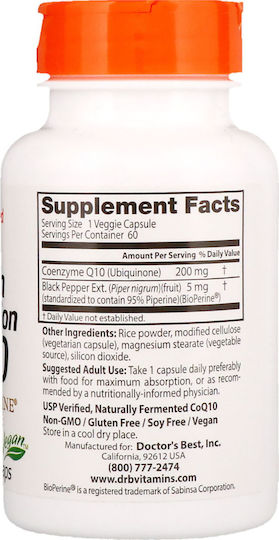 Doctor's Best CoQ10 200mg 60 φυτικές κάψουλες
