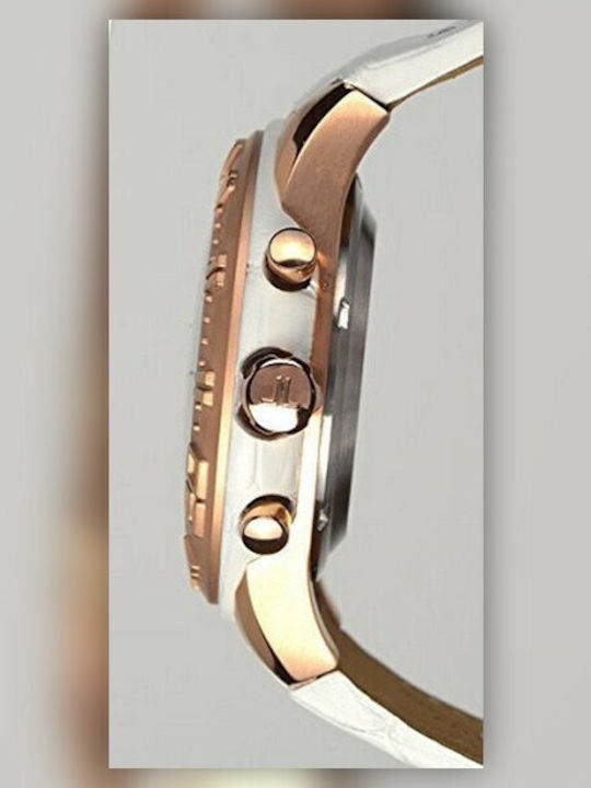 Jacques Lemans Γυναικείο Ρολόι 45mm Μπαταρίας με Λευκό Δερμάτινο Λουράκι