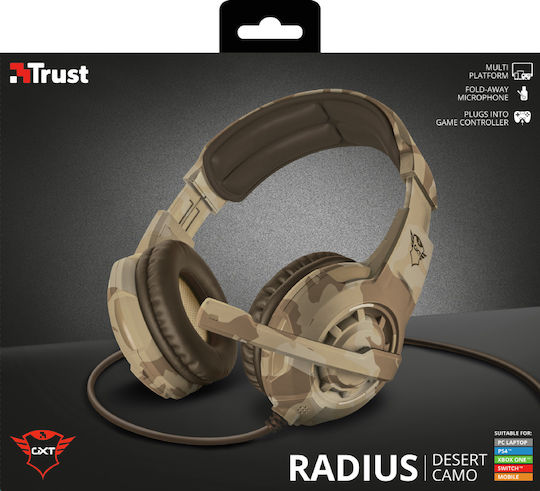 Trust GXT 310D Radius Over Ear Gaming Headset με σύνδεση 3.5mm Καφέ