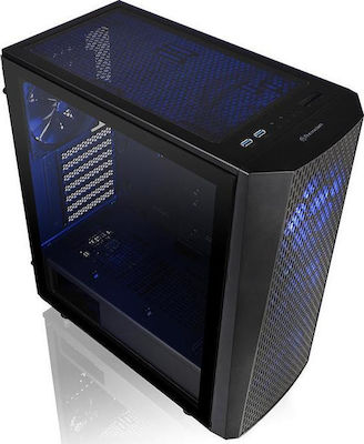 Versa J24 Tempered Glass RGB Edition Jocuri Turnul Midi Cutie de calculator cu fereastră laterală Negru