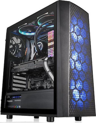 Versa J24 Tempered Glass RGB Edition Jocuri Turnul Midi Cutie de calculator cu fereastră laterală Negru